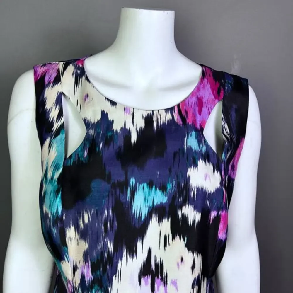 Tahari Sheath dress‎ size 12 India art to wear purple maximalist office cocktail - Picture 2 of 12